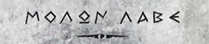 Molon Labe is an ancient Greek phrase that means "Come and take them" or "Come and take it"; it dates back to Ancient Greece but has been used historically several times since as an expression of defiance. It has come to be one of the most oft-repeated by Second Amendment advocates.