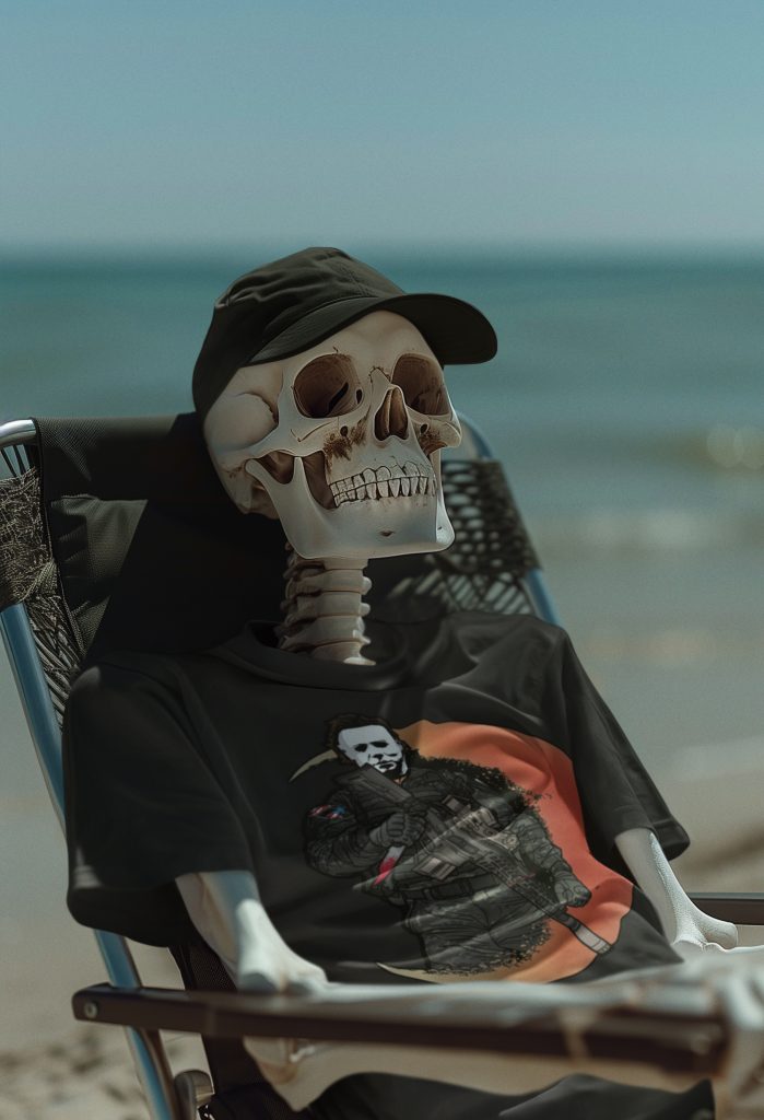 A long dead special operator chillin' at the beach in his Dirty Mike shirt: Mike Stalkers Don't Quit!